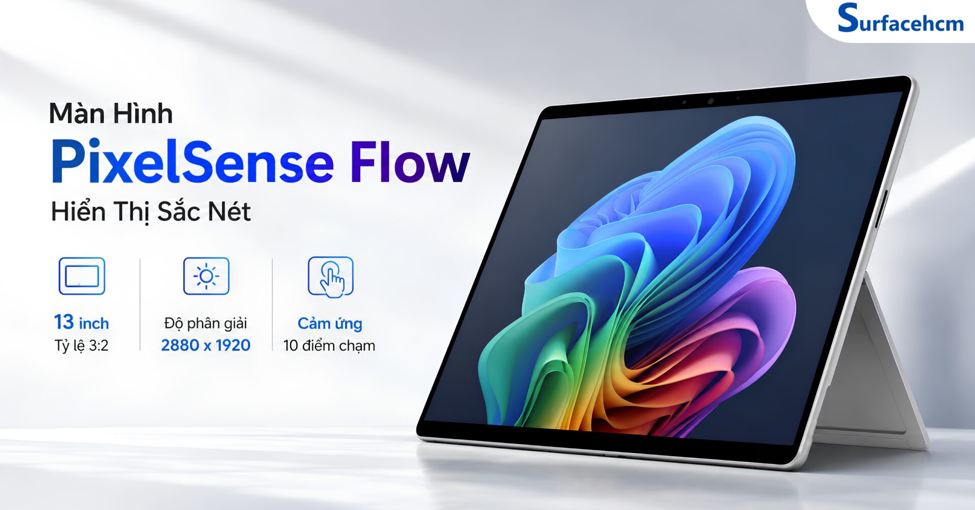 Màn hình PixelSense Flow 13 inch LCD và OLED trên Surface Pro 12 2026
