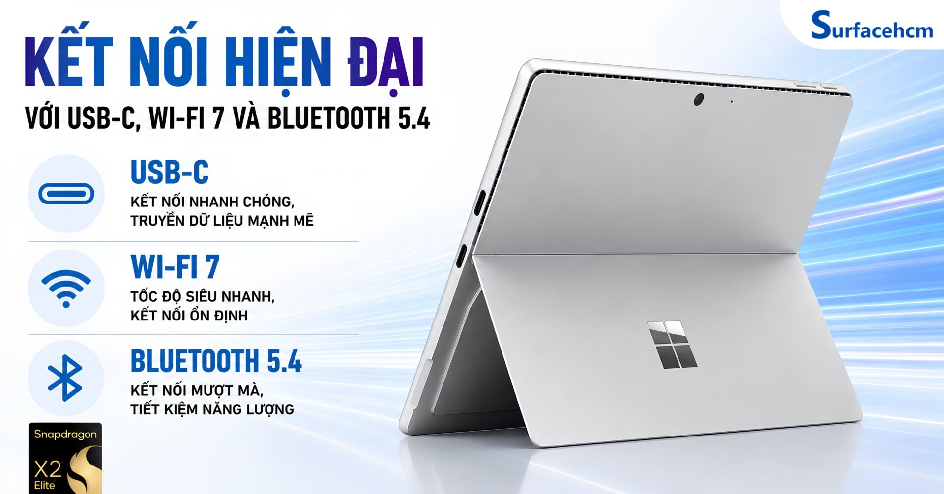 Kết Nối Hiện Đại Với USB-C, Wi-Fi 7 Và Bluetooth 5.4