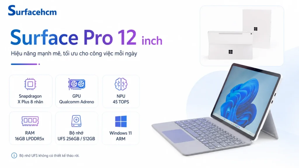 Cấu hình Surface Pro 12 inch 2025 Snapdragon X Plus