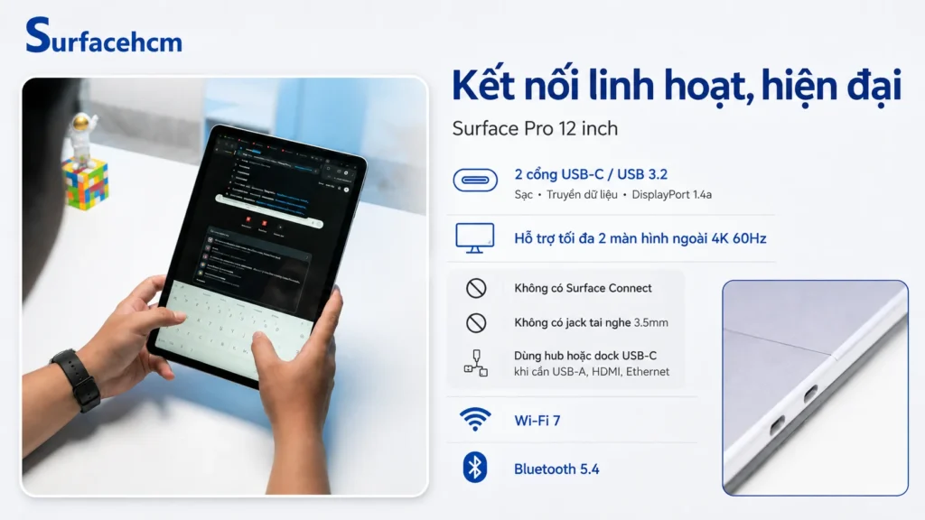 Cổng kết nối trên Surface Pro 12 inch