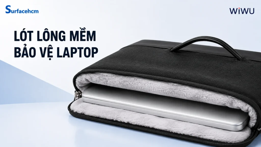 Lớp lót lông mềm bên trong túi WiWU Hali Laptop Sleeve