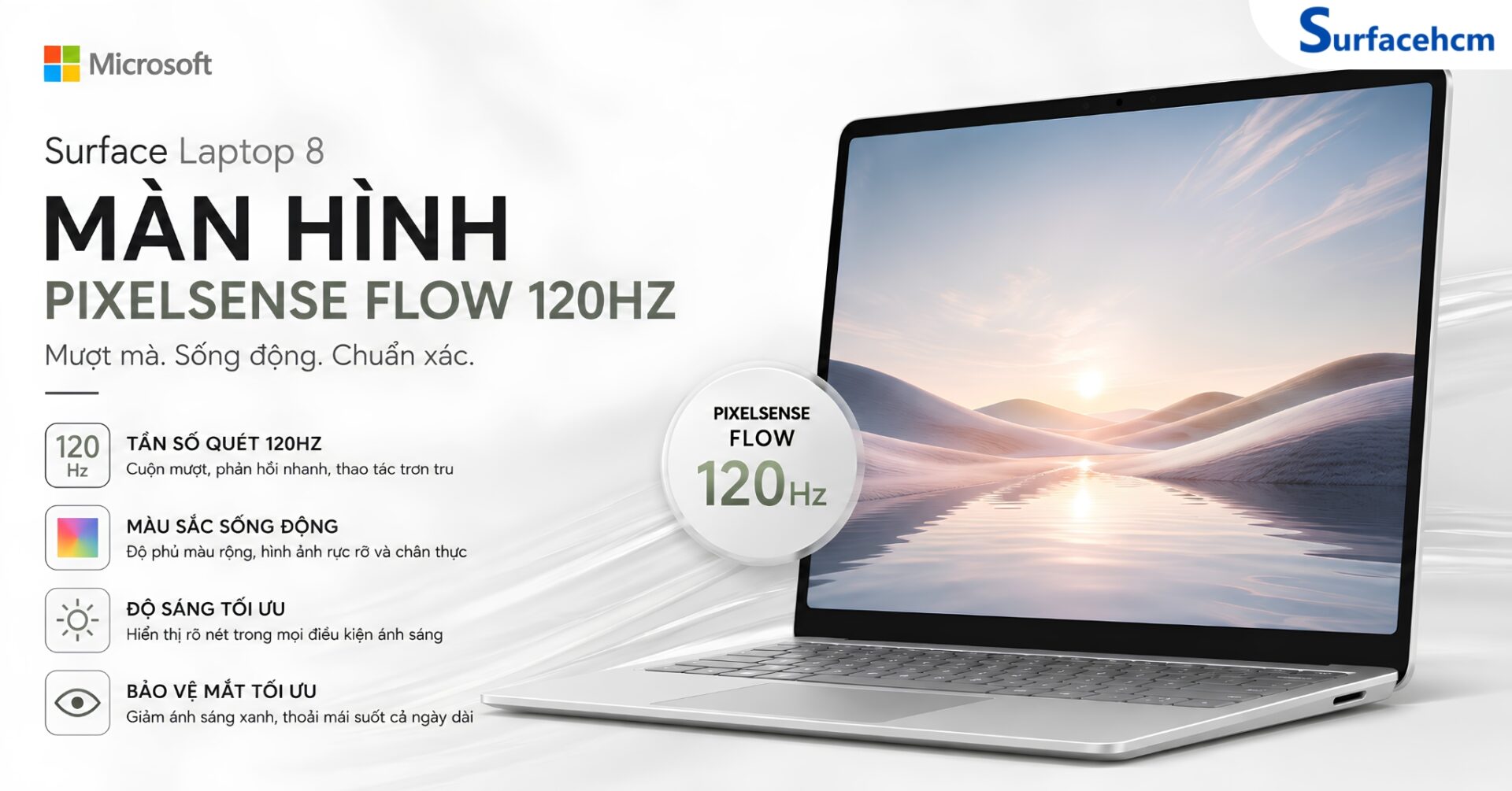 Màn Hình PixelSense Flow 120Hz Trên Surface Laptop 8