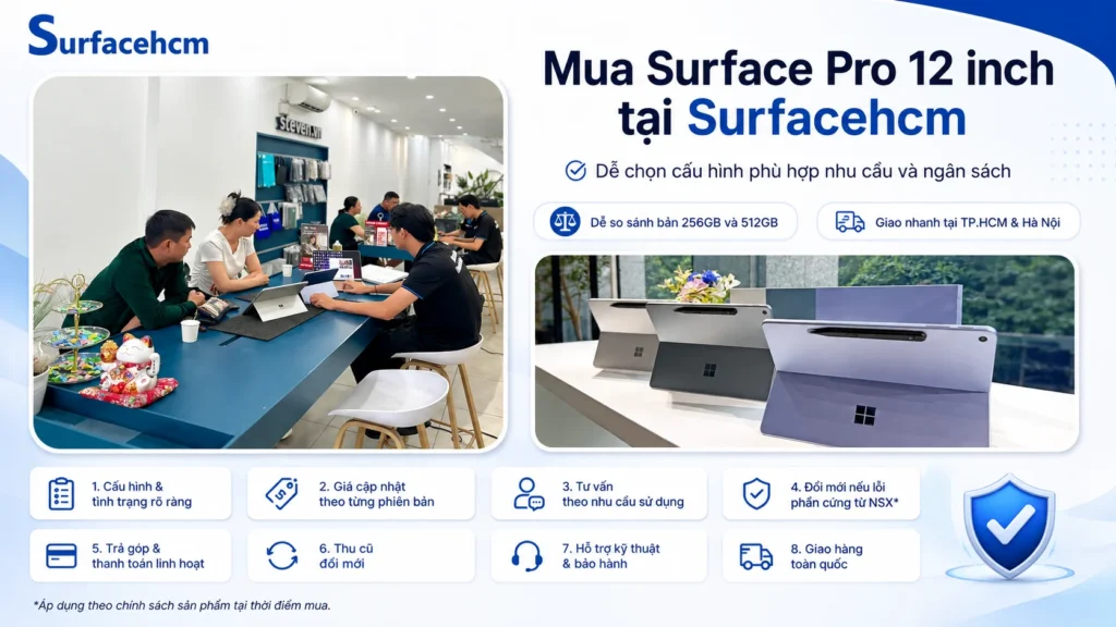 Mua Surface Pro 12 inch chính hãng tại Surfacehcm