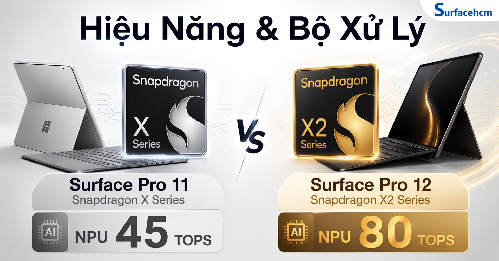 So sánh hiệu năng Snapdragon X và Snapdragon X2 trên Surface Pro 11 và Surface Pro 12