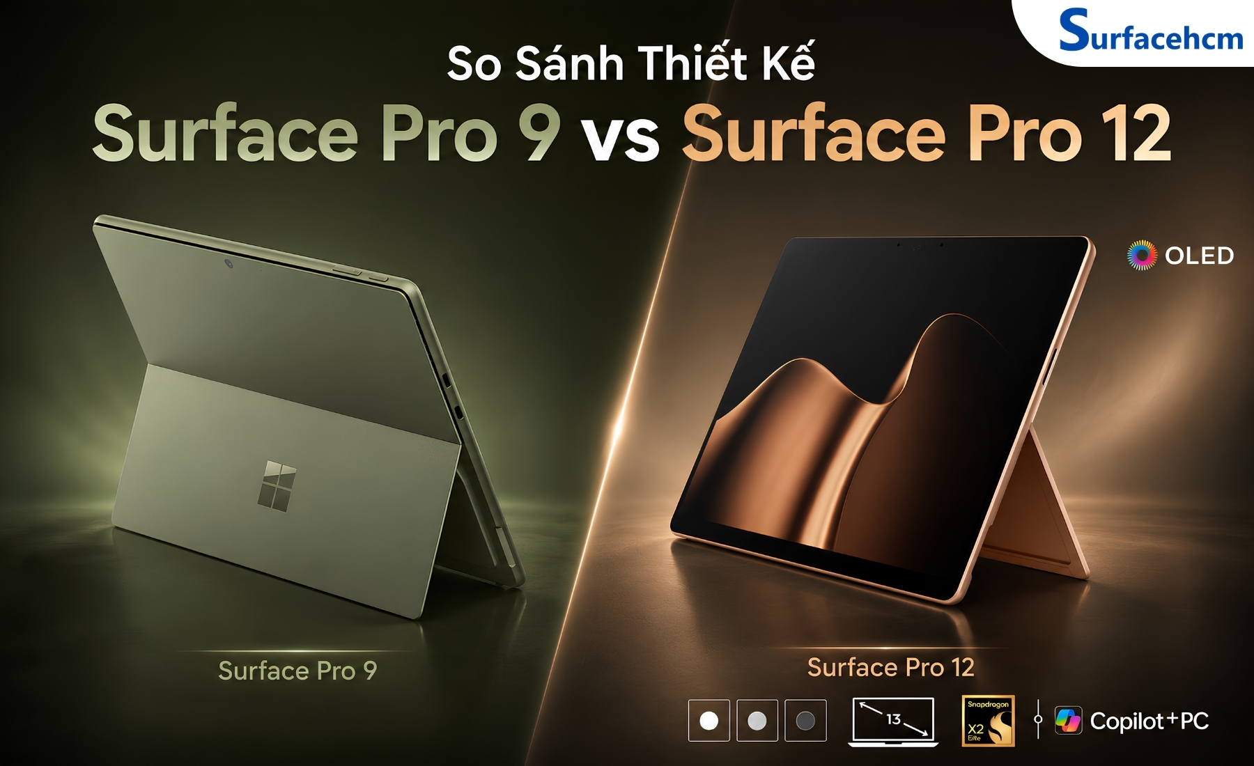 So Sánh Thiết Kế Thân Máy Surface Pro 9 Và Surface Pro 12