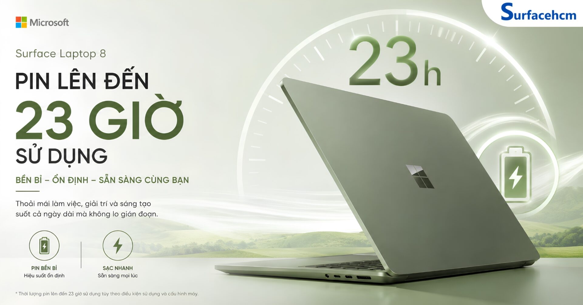 Thời Lượng Pin Ấn Tượng Của Surface Laptop 8