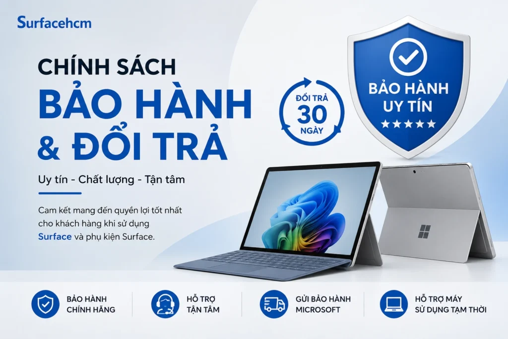Chính sách bảo hành và đổi trả Surface tại Surfacehcm