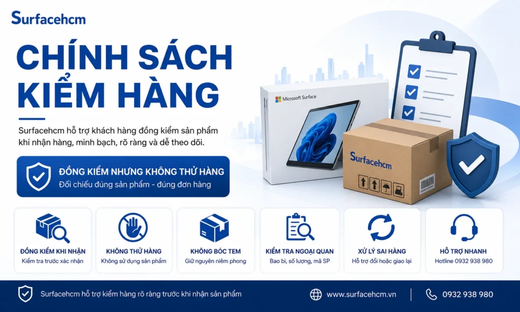 Chính sách kiểm hàng Surface tại Surfacehcm