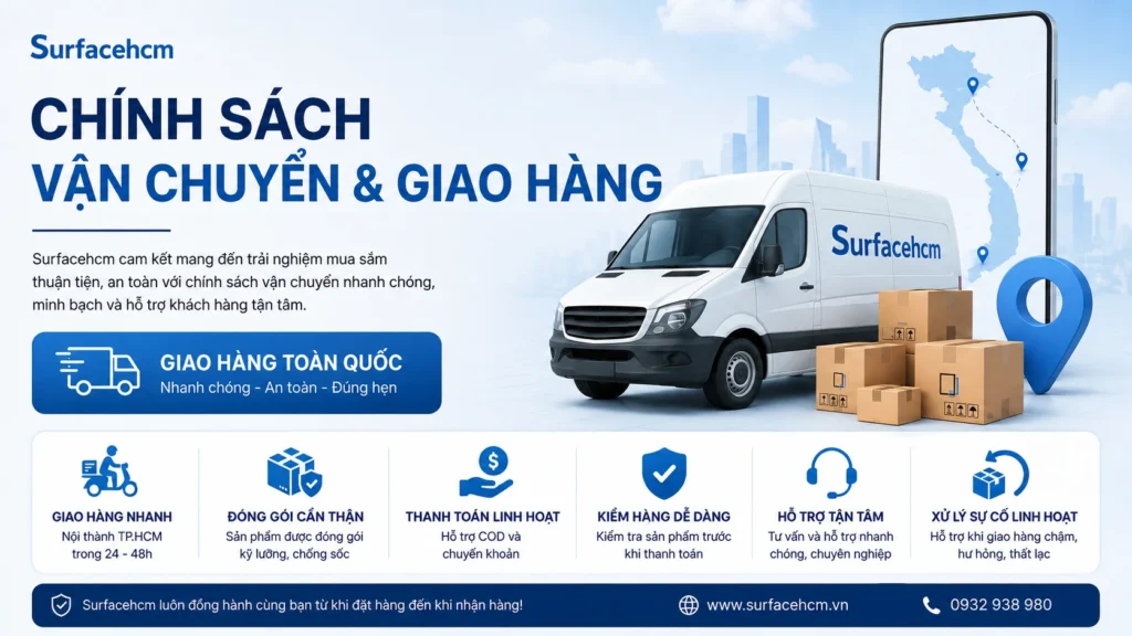 Chính sách vận chuyển và giao hàng Surface tại Surfacehcm