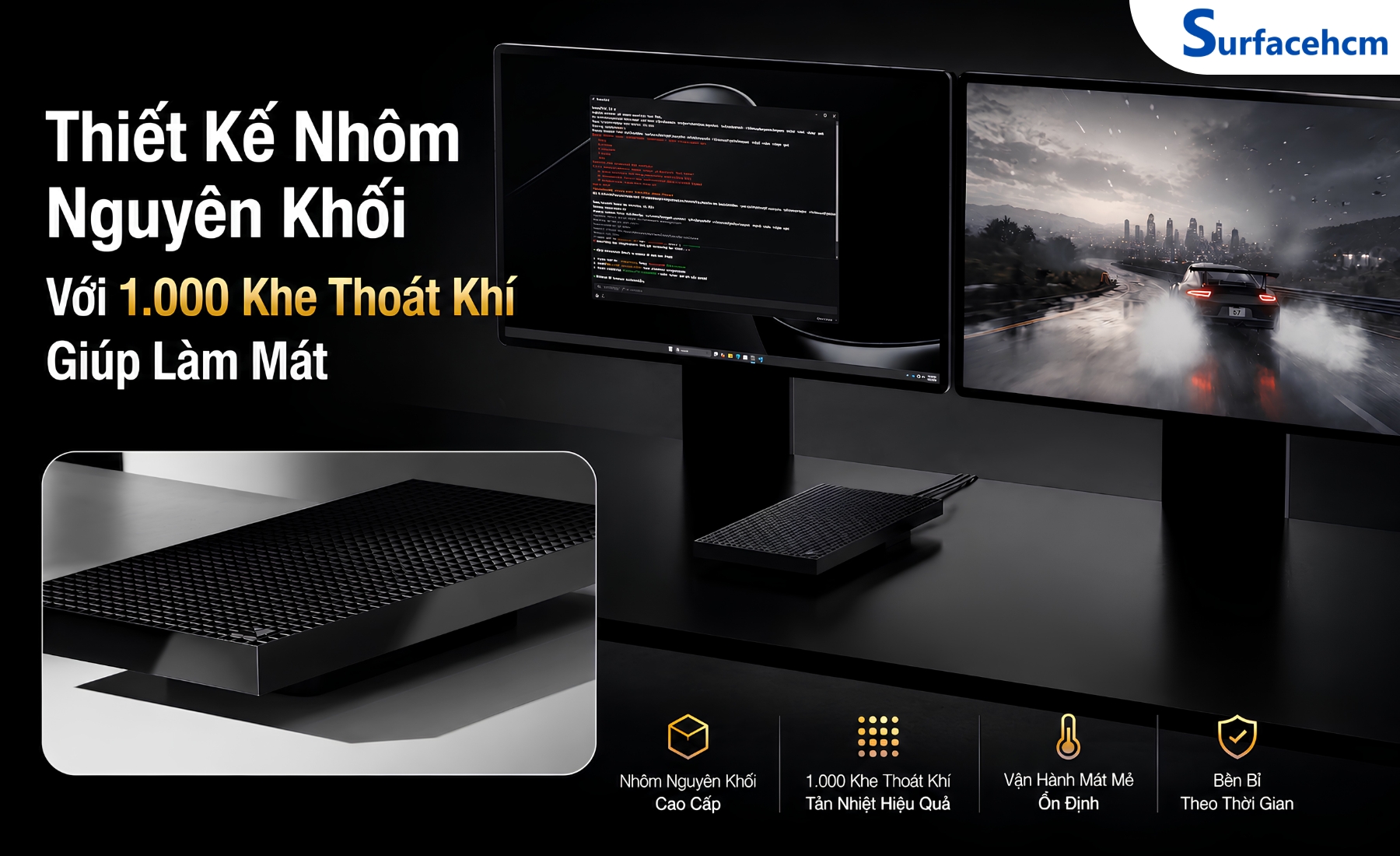 Thiết Kế Nhôm Nguyên Khối Với 1.000 Khe Thoát Khí Giúp Làm Mát