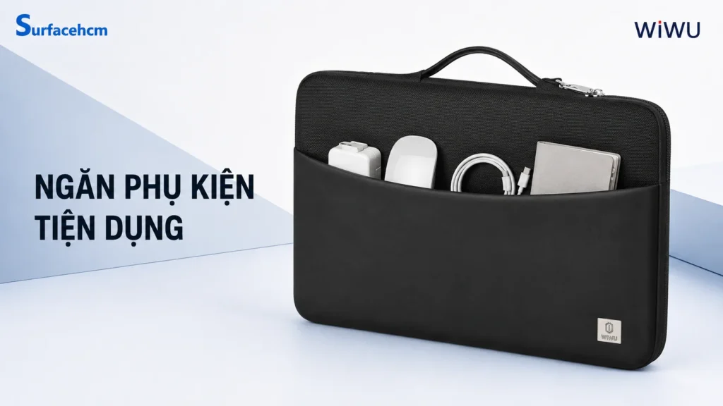 Ngăn phụ kiện phía trước của túi WiWU Hali Laptop Sleeve