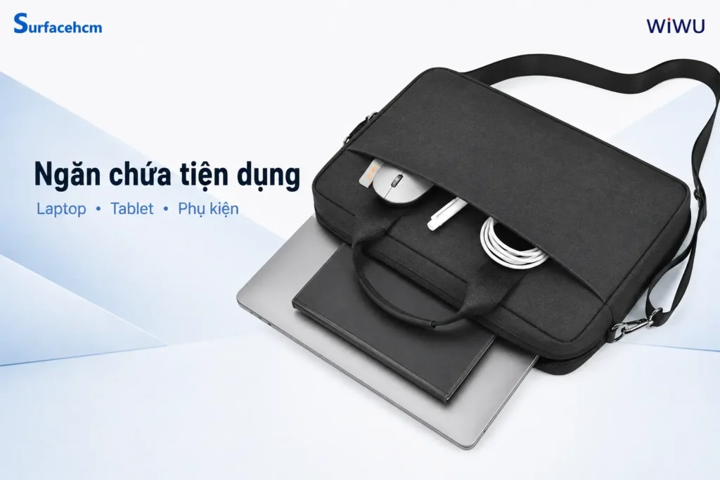 Ngăn phụ kiện của túi WiWU Minimalist Laptop Bag Pro