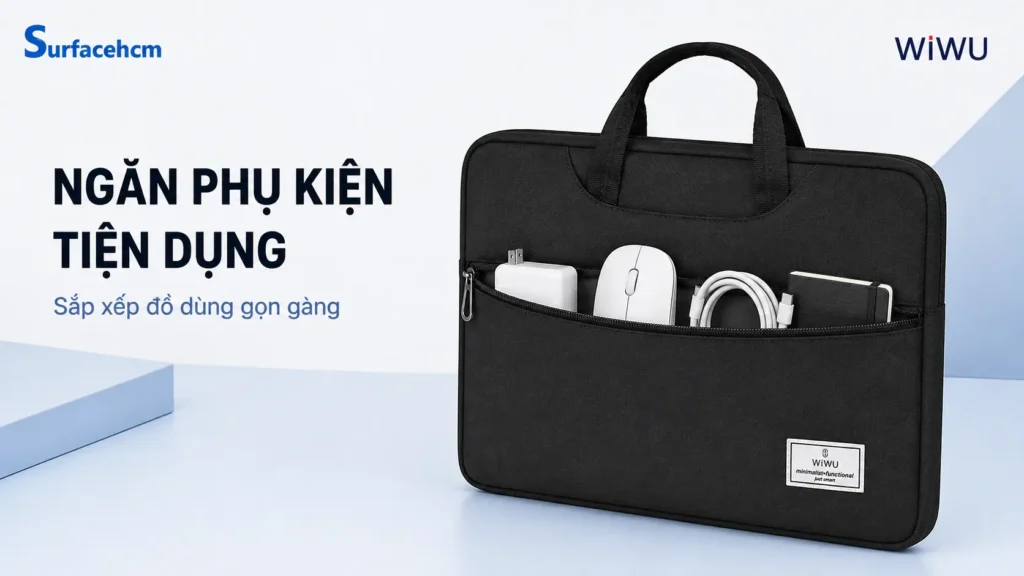 Ngăn phụ kiện phía trước của túi WiWU Vivi Laptop Handbag