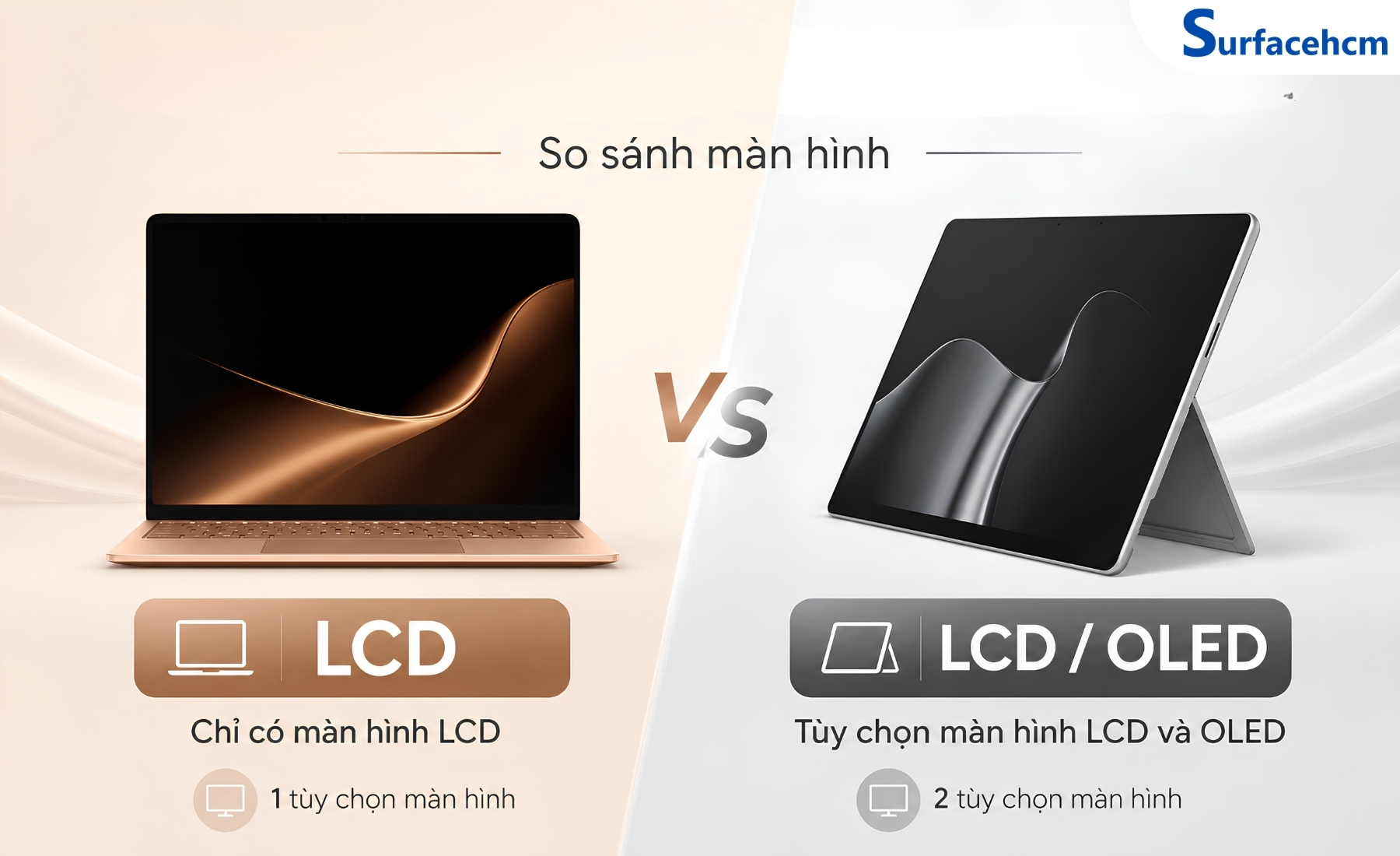 Surface Pro 12 tạo khác biệt với Surface Laptop 8 nhờ tùy chọn màn hình 13 inch OLED và LCD