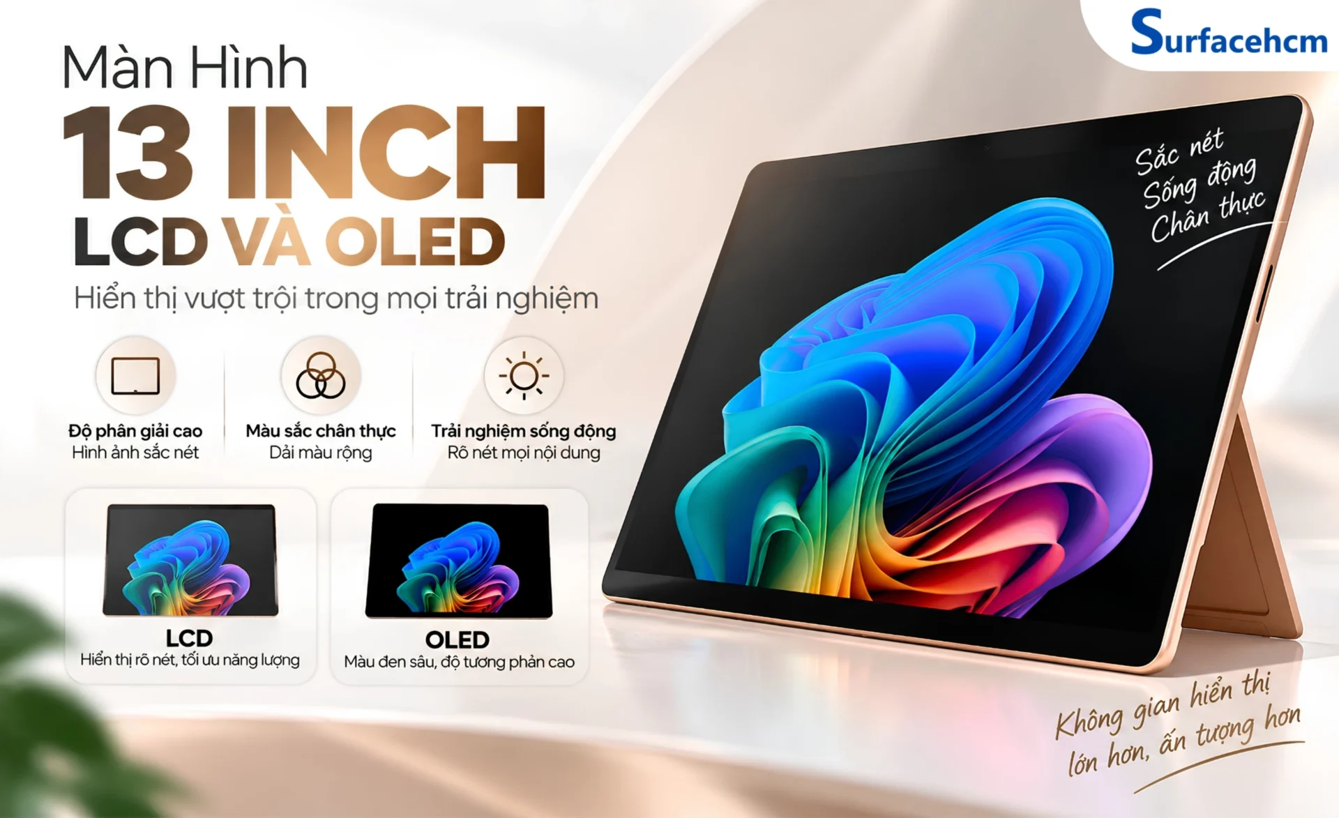 Surface Pro 12 có 2 tuỳ chọn màn hình là OLED và LCD