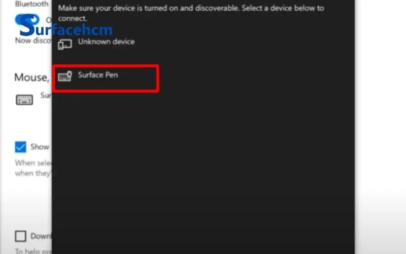 Các thao tác thực hiện để kết nối Surface Pen với Suface Pro