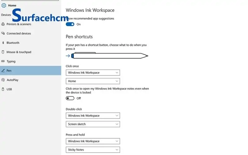 Tùy chỉnh các lệnh và thao tác của Surface Pen