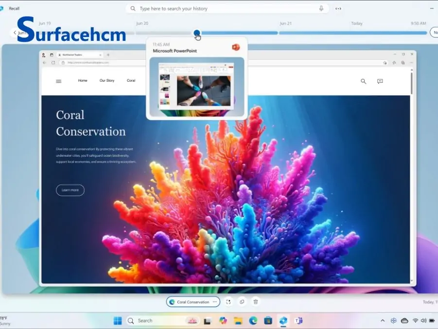 Tính năng Recall trên Surface Laptop 7