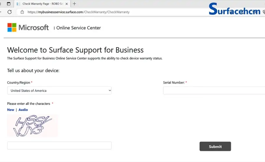 Kiểm tra bảo hành Surface cũ bằng Serial