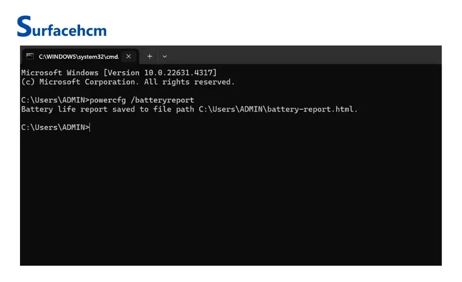 Kiểm tra tình trạng pin surface cũ