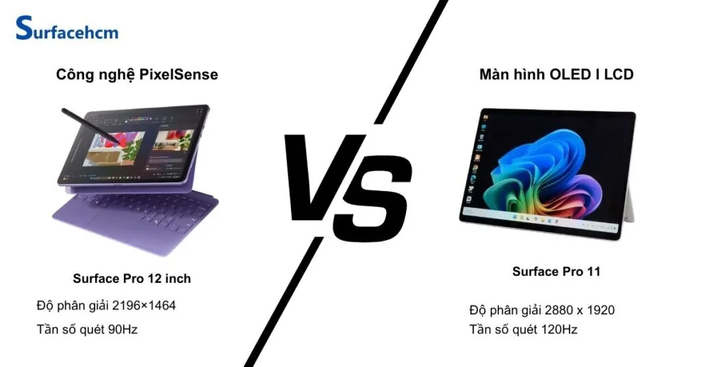 Chất lượng hiển thị màn hình của Surface Pro 12 inch và Surface Pro 11