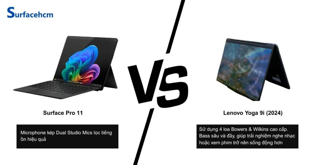 am thanh surface pro 11 va lenovo yoga 9i