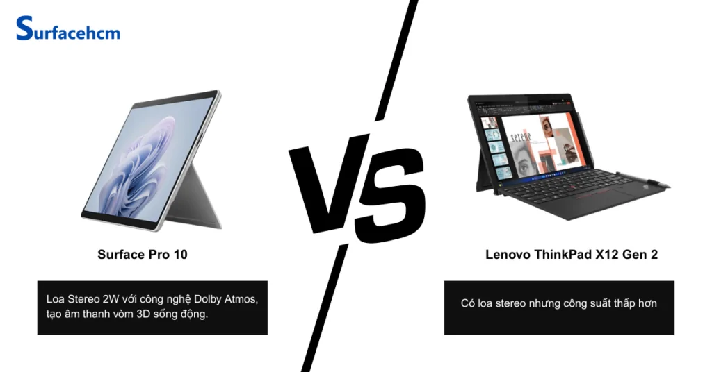 am thanh surface pro 10 va lenovo thinkpad x12 gen 2