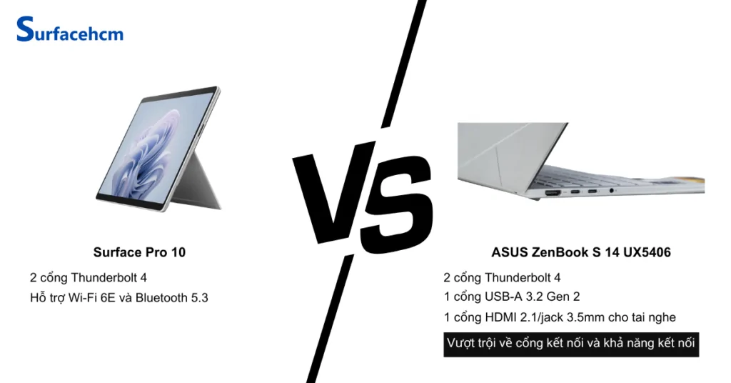 cong ket noi surface pro 10 va asus zenbook s 14 ux5406