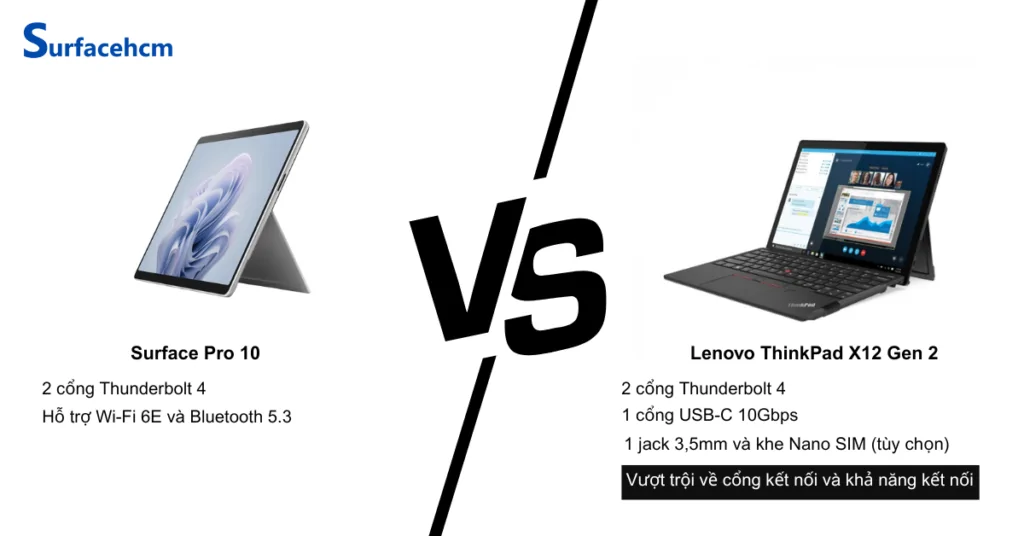 cong ket noi surface pro 10 va lenovo thinkpad x12 gen 2
