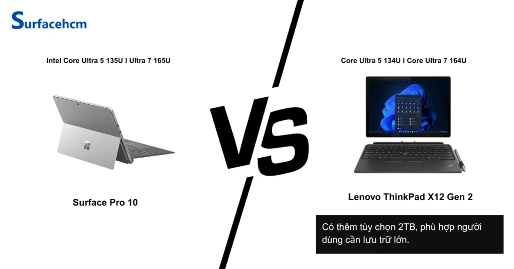 hieu nang surface pro 10 va lenovo thinkpad x12 gen 2