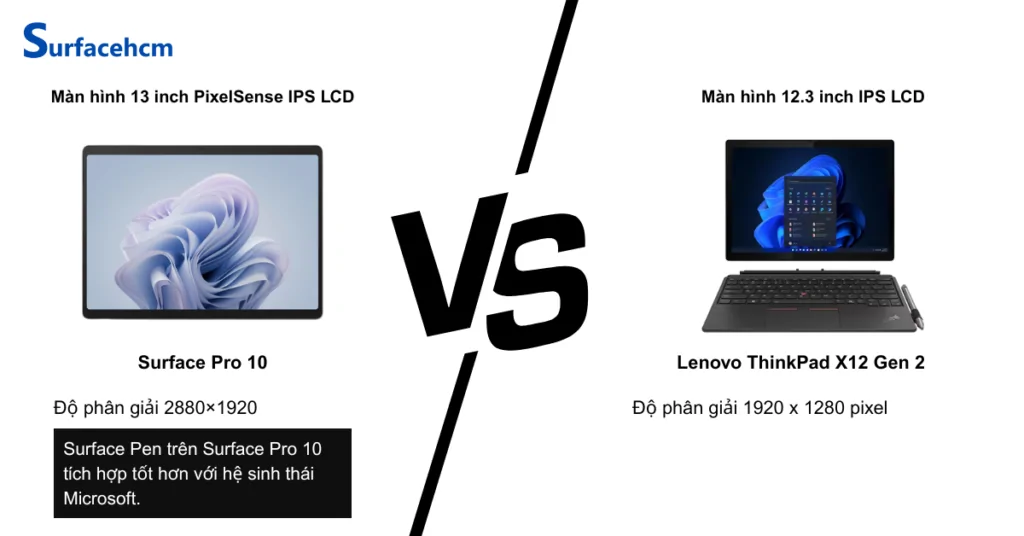 man hinh surface pro 10 va lenovo thinkpad x12 gen 2