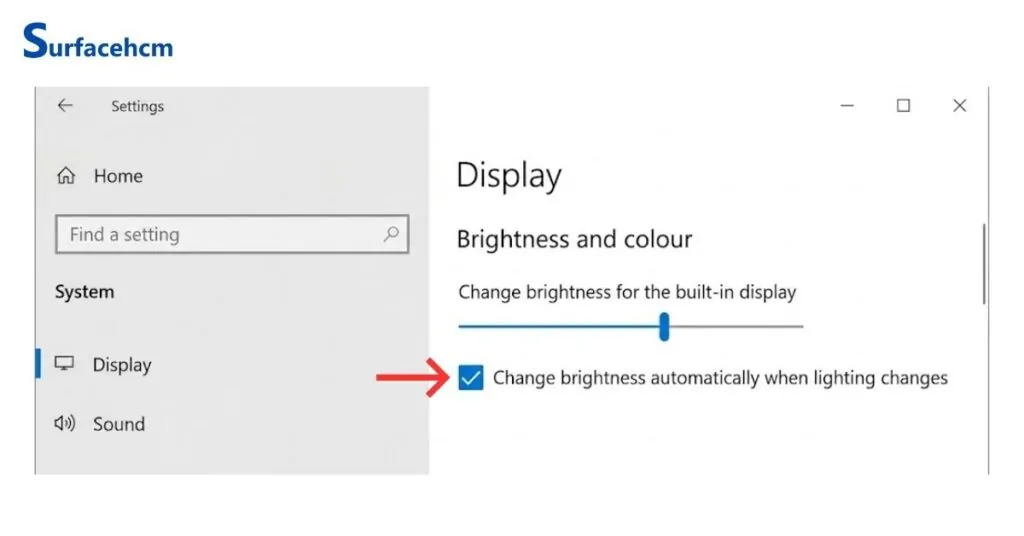 Tiết kiệm pin laptop surface bằng cách giảm độ sáng và tắt Adaptive Brightness