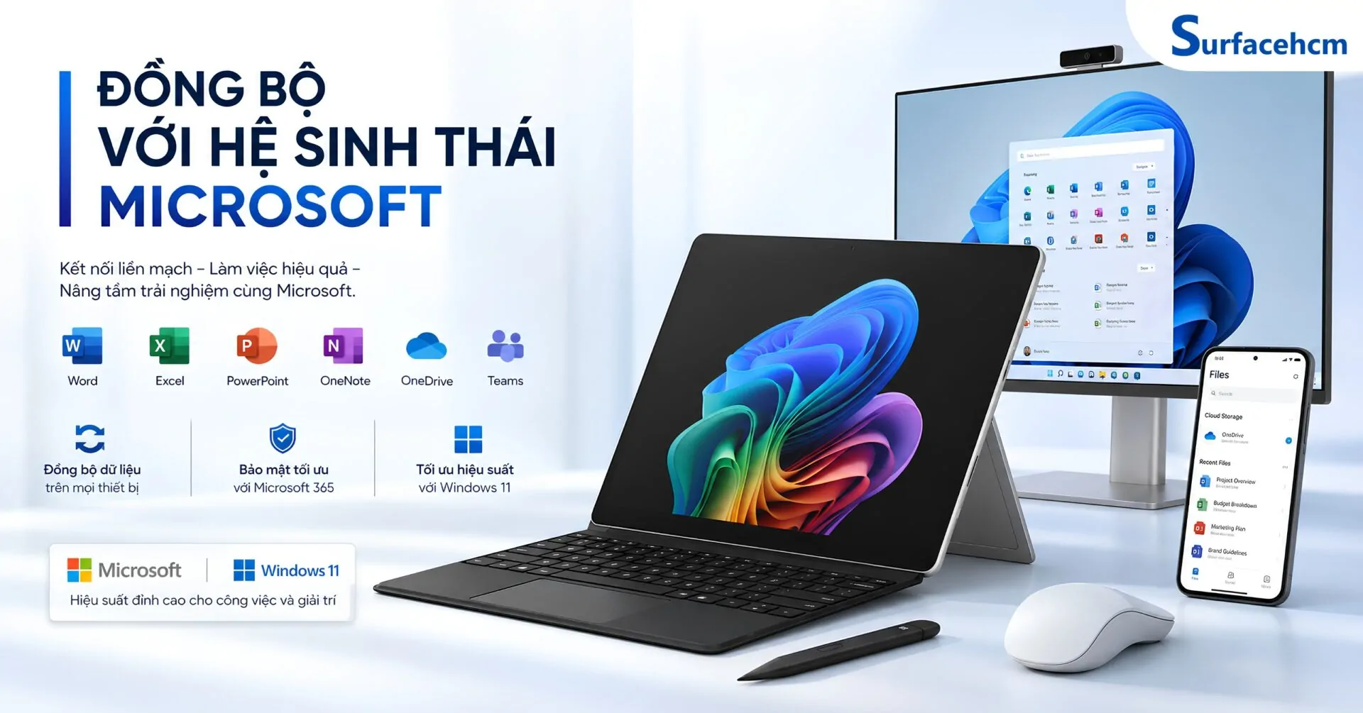 Surface Pro 12 phát huy tối đa hiệu quả khi hoạt động cùng hệ sinh thái Microsoft