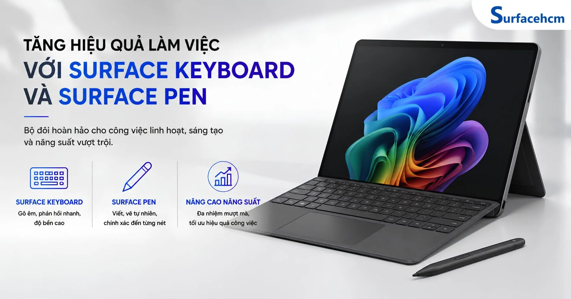 Tăng Hiệu Quả Làm Việc Với Surface Pro Keyboard Và Surface Slim Pen