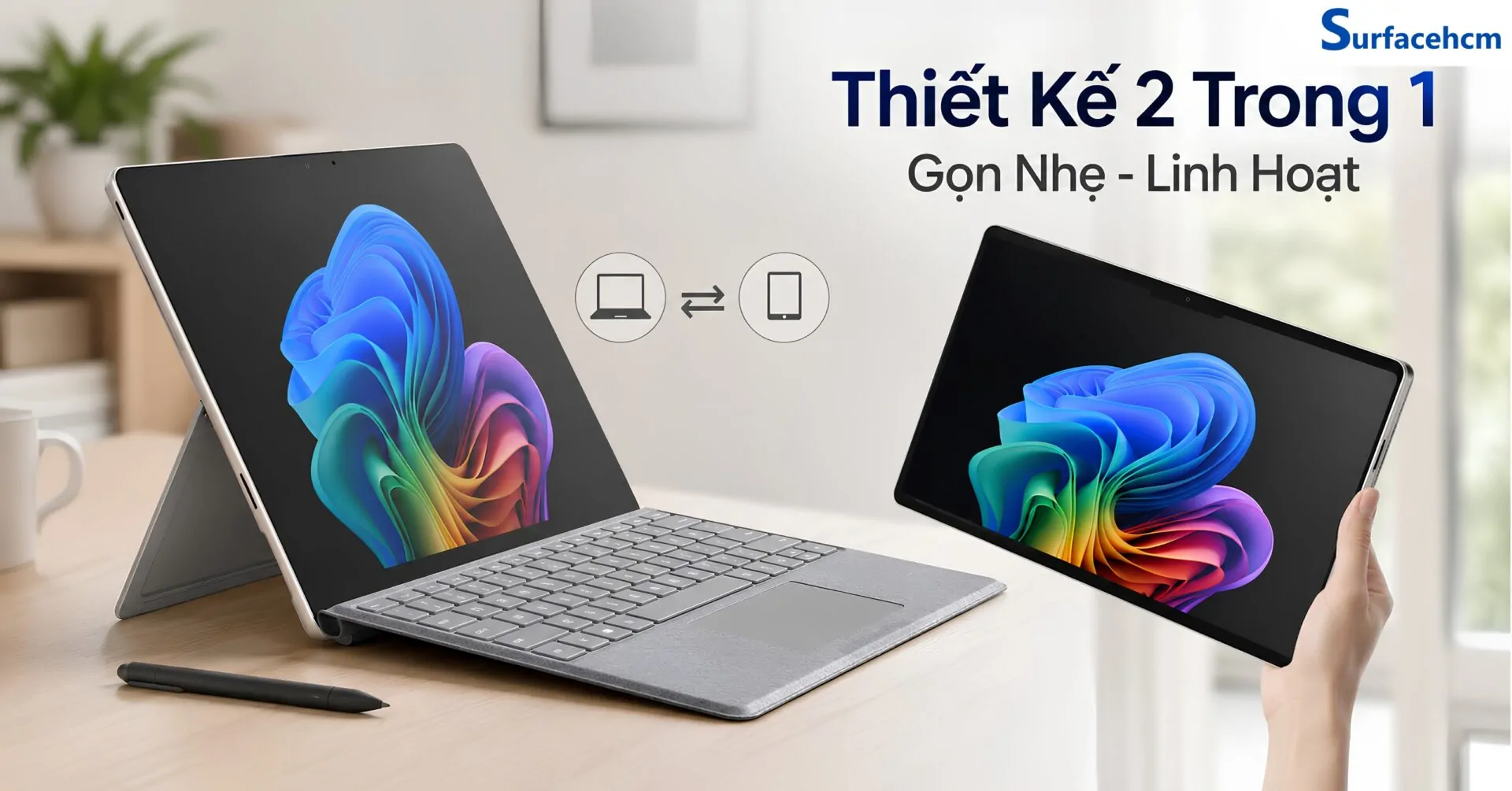 Thiết Kế 2 Trong 1 mỏng nhẹ đặc trưng của dòng Surface
