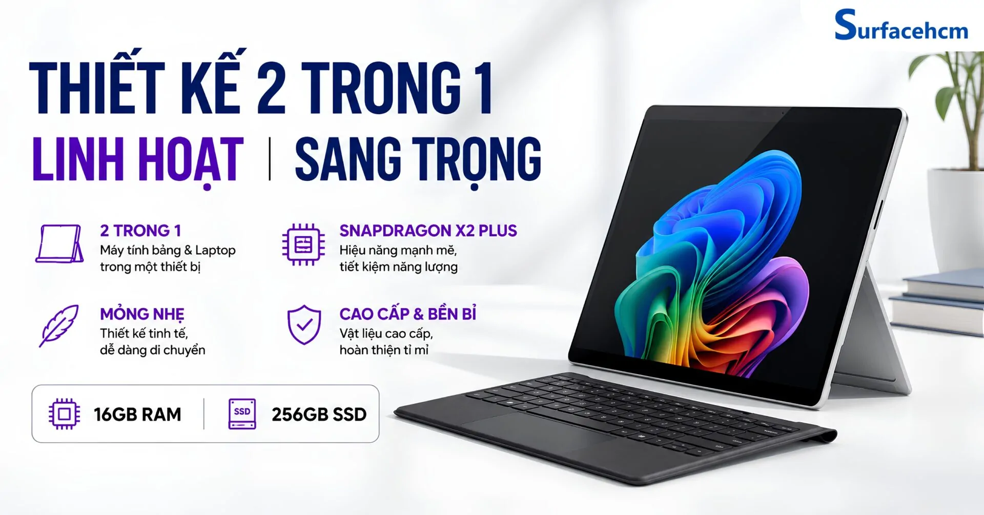 Thiết Kế 2 Trong 1 Linh Hoạt, Mỏng Nhẹ Và Cao Cấp